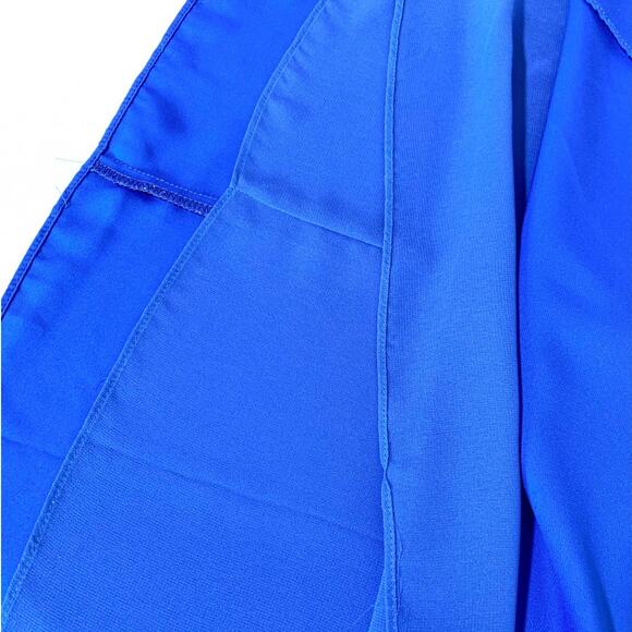 Amanda Uprichard Amherst Choker Tie Neck Bell Sleeve Mini Dress Royal Blue Small - Picture 8 of 13